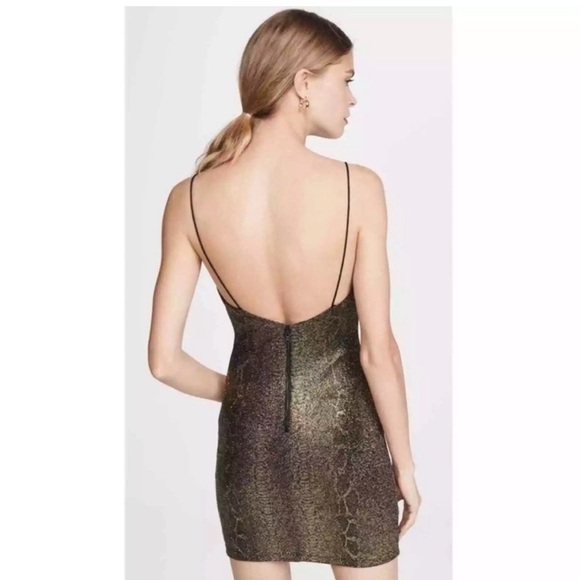 Alice + Olivia Delora Spaghetti Metallic Snake Print Strap Mini Dress - Picture 3 of 3